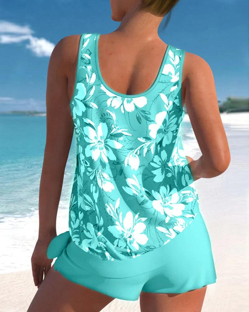 Zweiteiliges Tankini-Set mit Blumenmuster für Damen