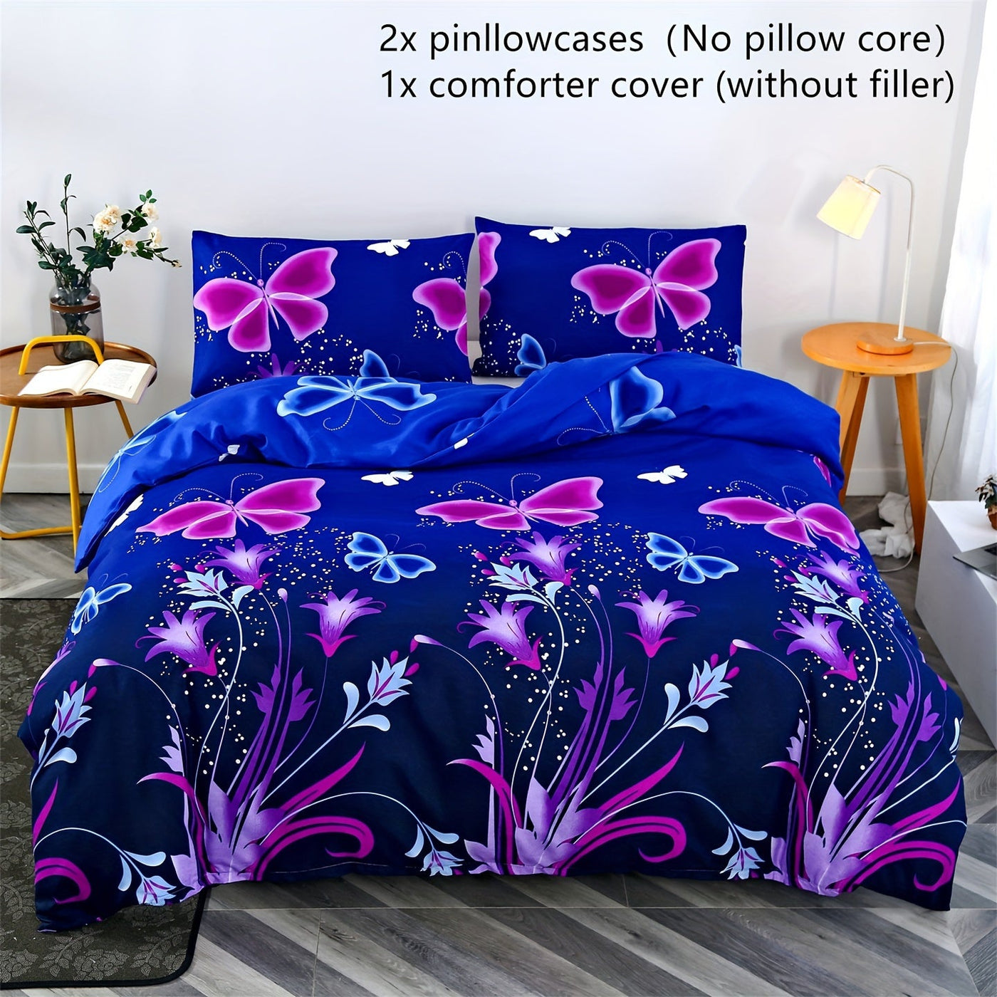 3-teiliges Bettwäsche-Set, Weich & Bequem, Schmetterlingsdruck