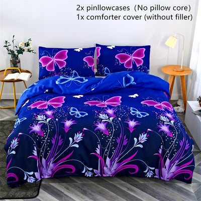 3-teiliges Bettwäsche-Set, Weich & Bequem, Schmetterlingsdruck