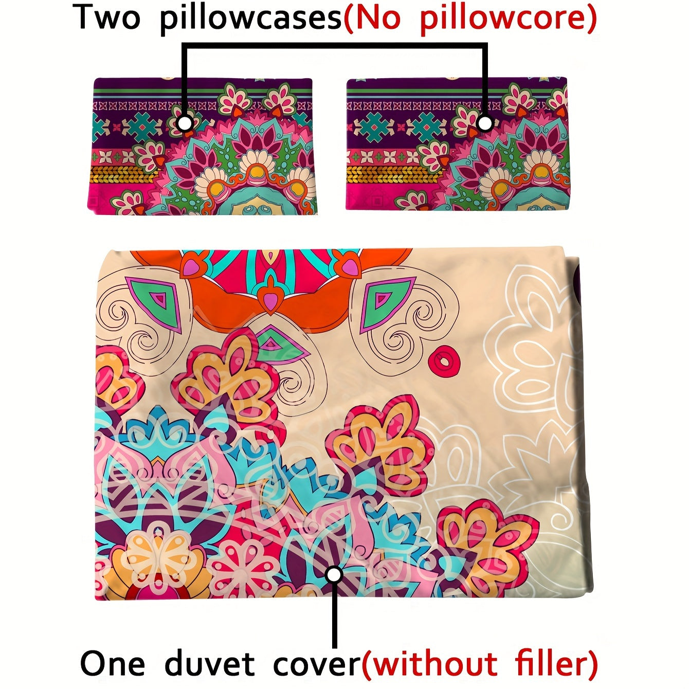 Weiches Bettwäsche-Set – 3-teilig, Blumenmuster, gemütlich