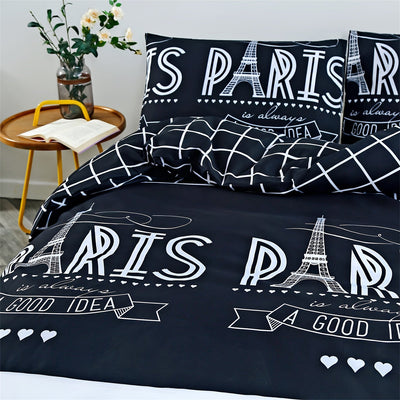 3-teiliges Gestreiftes Bettbezug-Set – Weiches Polyester, Atmungsaktiv