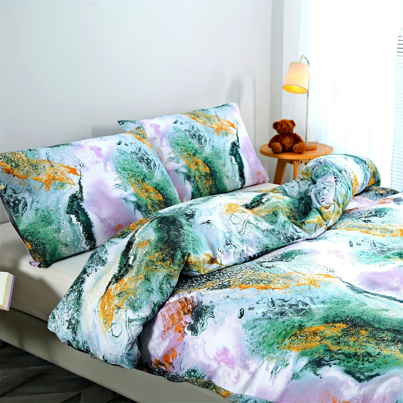 3-teiliges Marmor-Bettwäsche-Set, Weich, Atmungsaktiv, Für Schlafzimmer