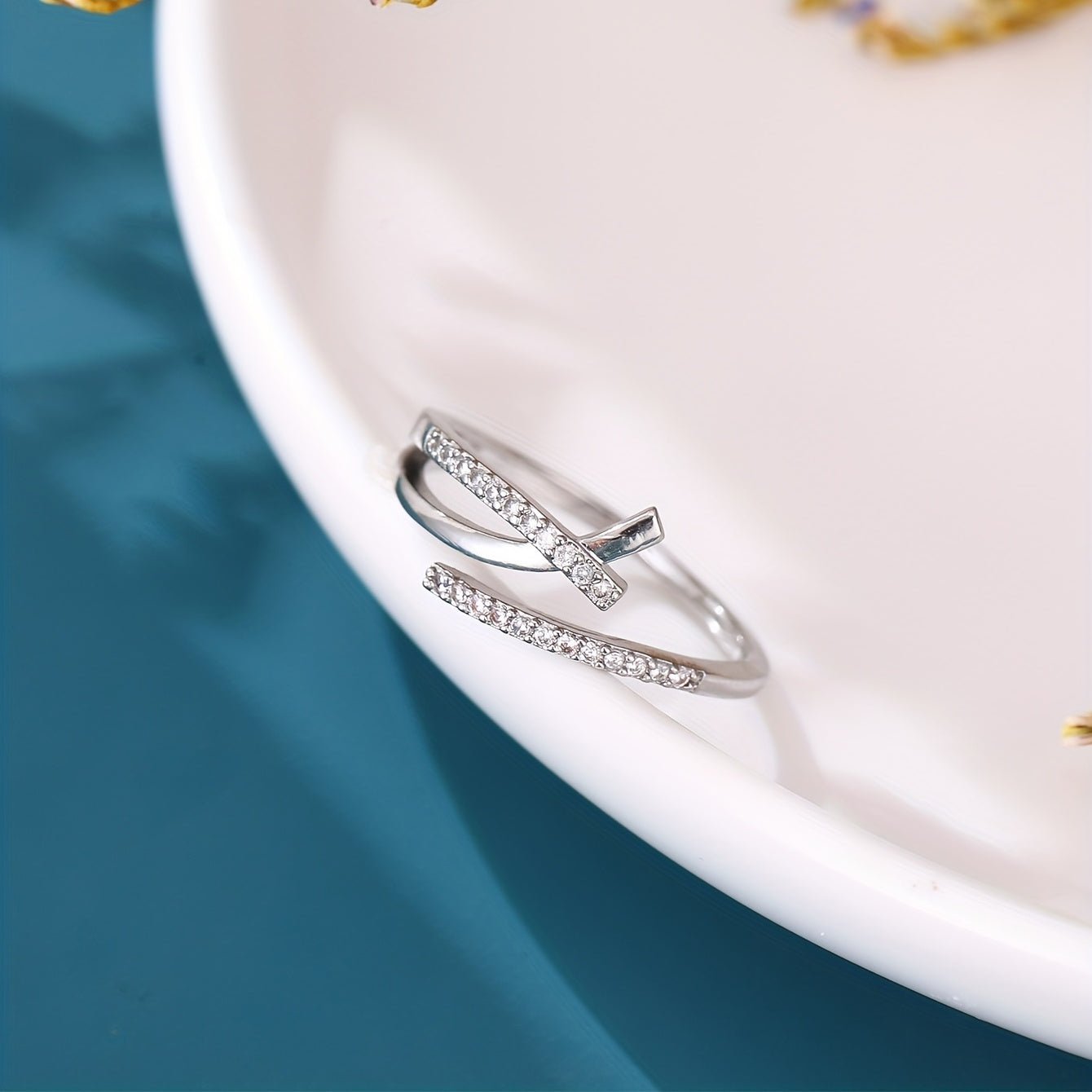 1er Exquisiter Armreifenring, Funkelnder Zirkonia, Verstellbar