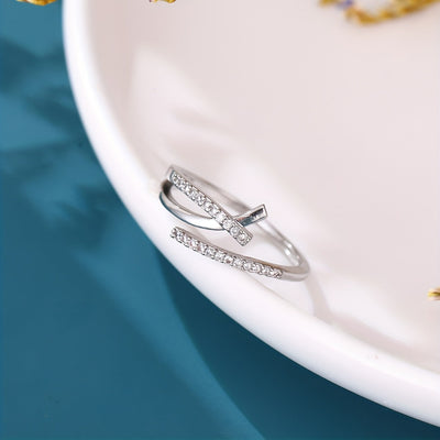 1er Exquisiter Armreifenring, Funkelnder Zirkonia, Verstellbar