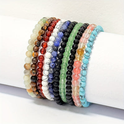 10er Set Elastische Steinperlen-Armbänder – Kristall für Frauen