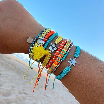 9-teiliges Boho-Armband-Set für Frauen – Verstellbar, Geflochten, Perfekt für Strand
