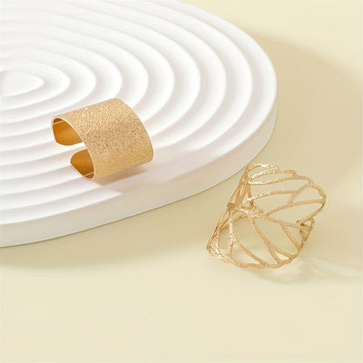 2-teiliges Set geschichtete Blattader-Ringe