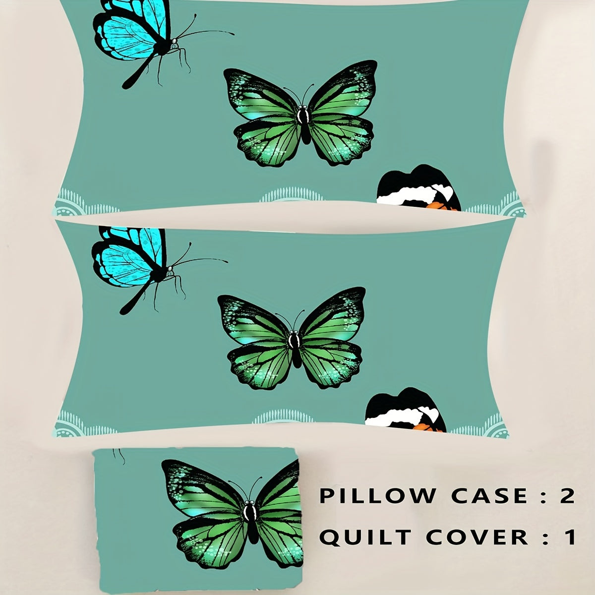 3-teiliges Bettwäsche-Set mit Schmetterlingsmuster, Atmungsaktiv, Weich & Bequem