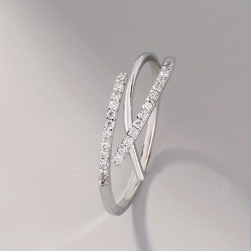 1er Exquisiter Armreifenring, Funkelnder Zirkonia, Verstellbar