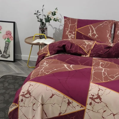 3-teiliges Bettwäsche-Set, Geometrischer Dreieck-Druck, Weich & Bequem