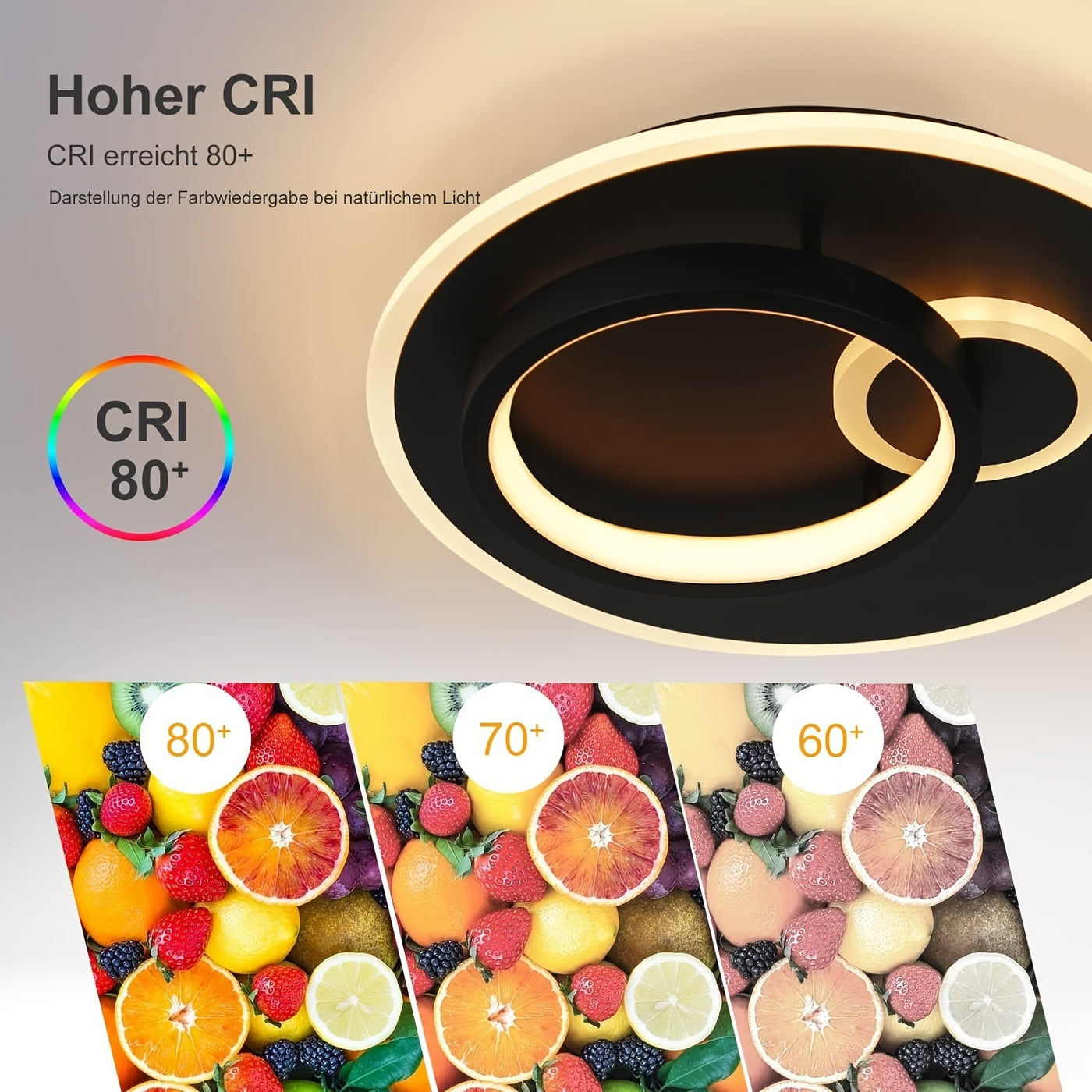 33W Deckenleuchte Weiß/Schwarz, Einstellbare Farbtemperatur für Wohnzimmer