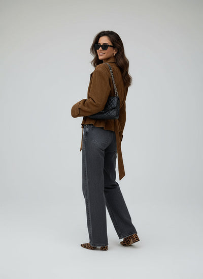 Vydra | Damen Wickelmantel Wildleder Braun Mit Bindegürtel