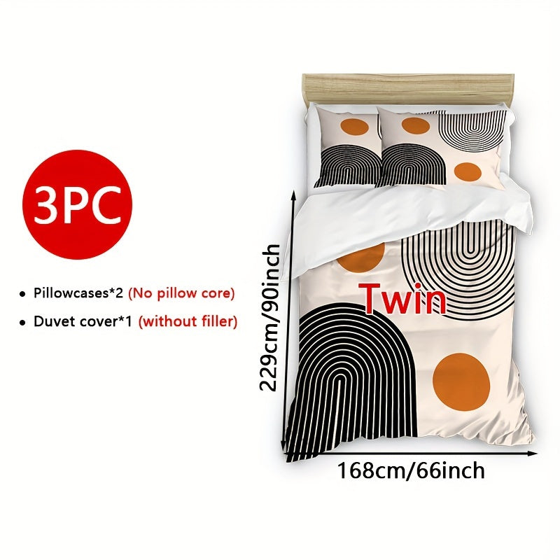 3-teiliges Bettwäsche-Set – Kreismuster, Weich & Atmungsaktiv