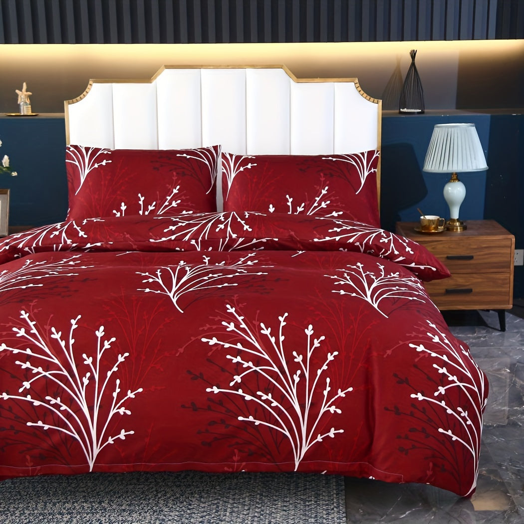 3-teiliges Bettbezug-Set – Zweig-Motiv, Weich & Atmungsaktiv