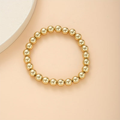 5-teiliges Set Einfache Perlen Halskette, Ohrringe, Armbänder