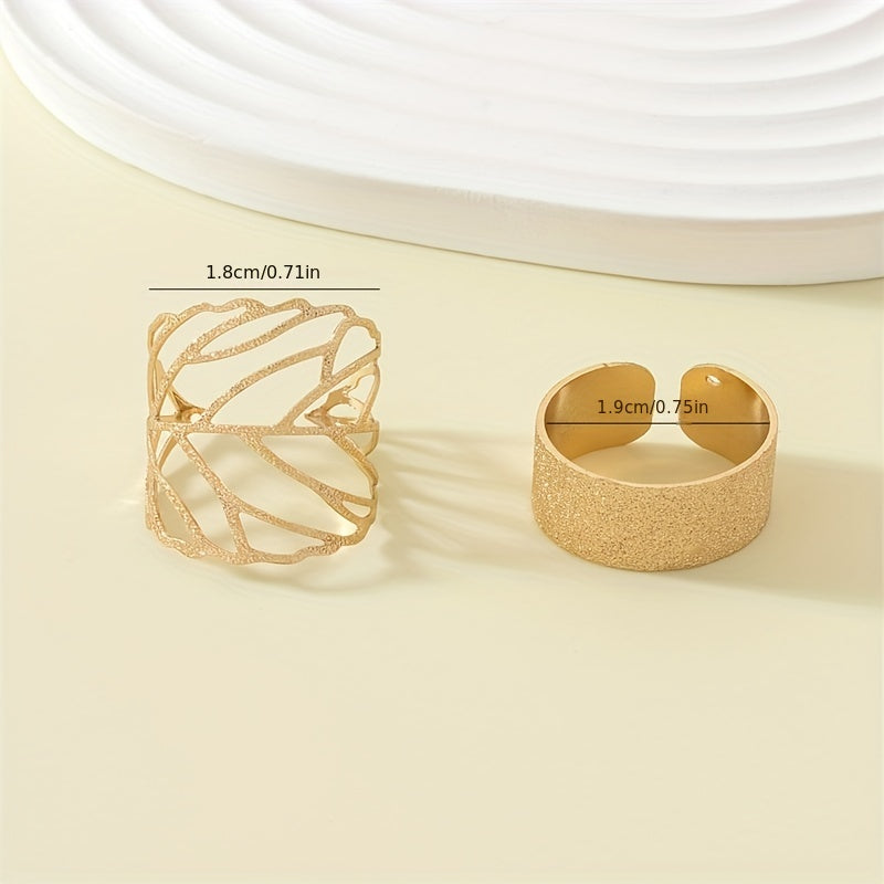 2-teiliges Set geschichtete Blattader-Ringe