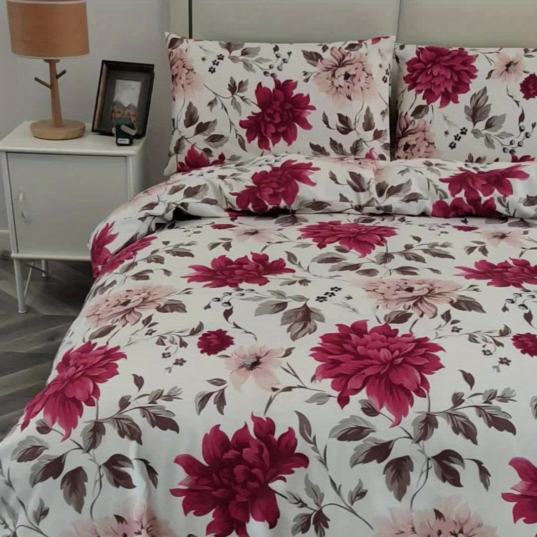 3-teiliges Blumenmuster Bettwäsche-Set – Weich & Bequem, Ohne Füllung