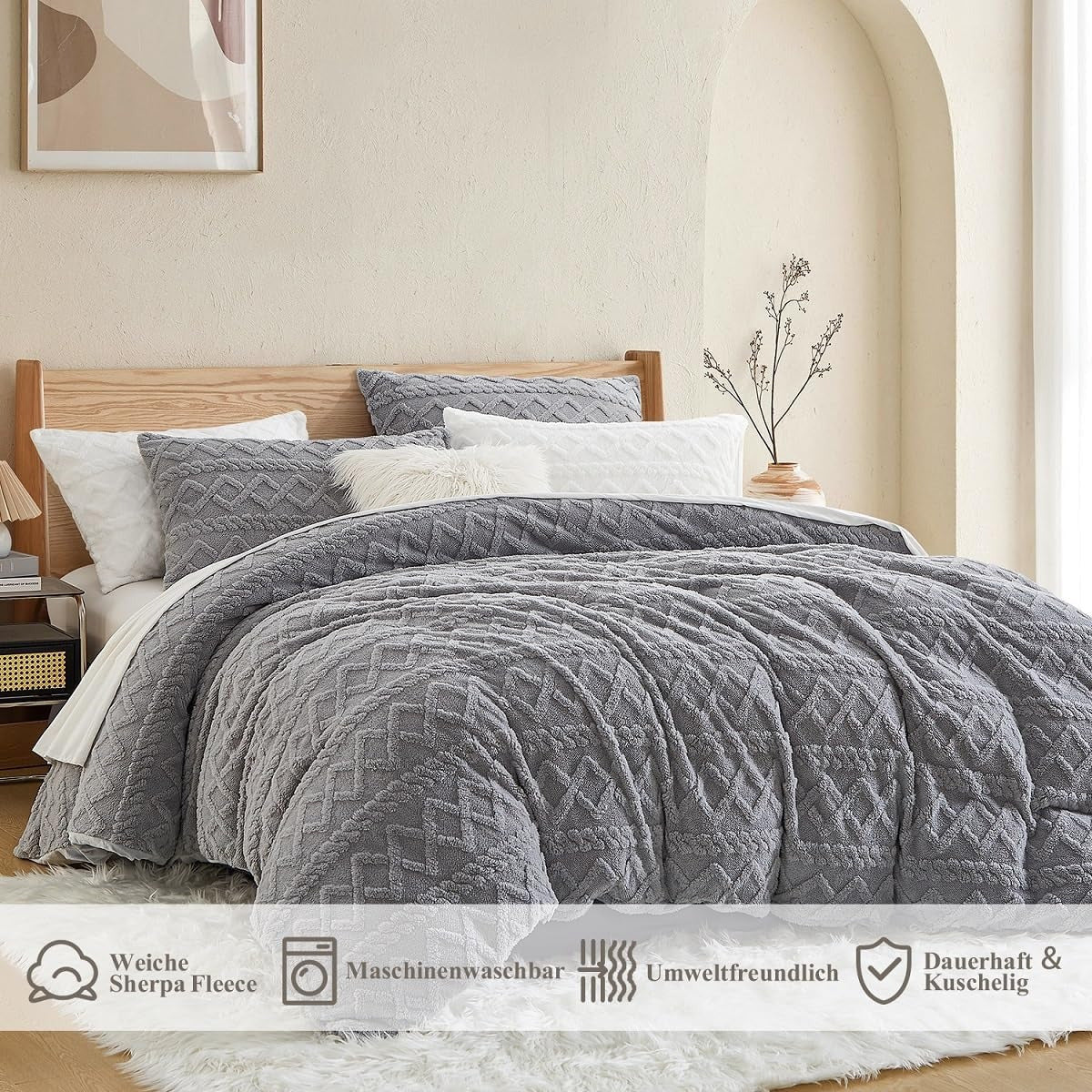 Wendebettwäsche Plüsch – Flauschig, Warm, Geometrisches Design