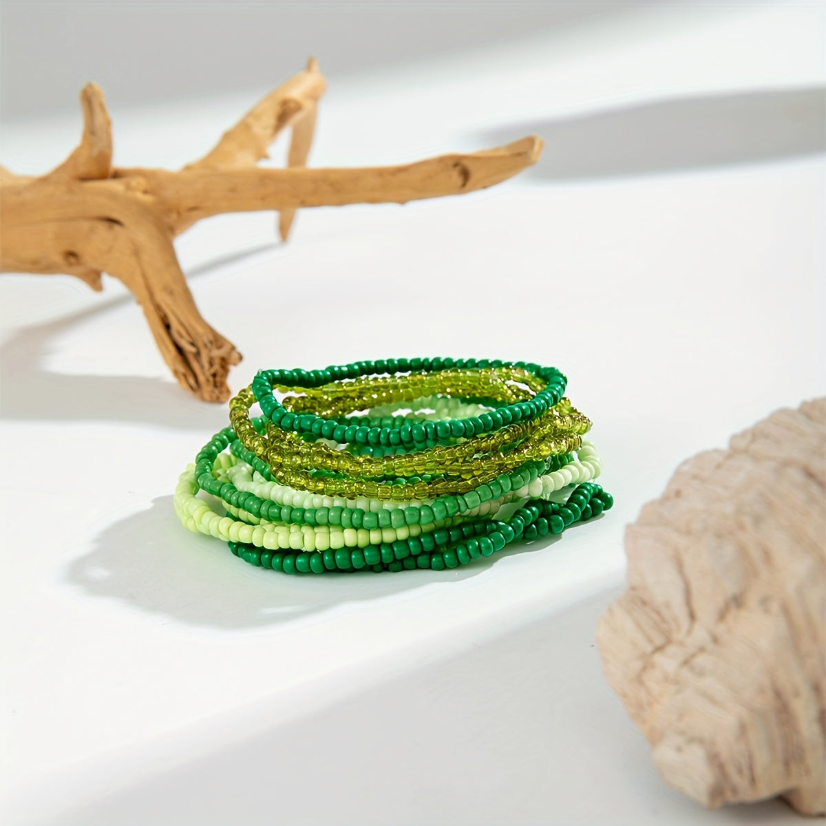15er-Set Boho Perlenarmbänder – Bunte Reiskörner für Strand & Party