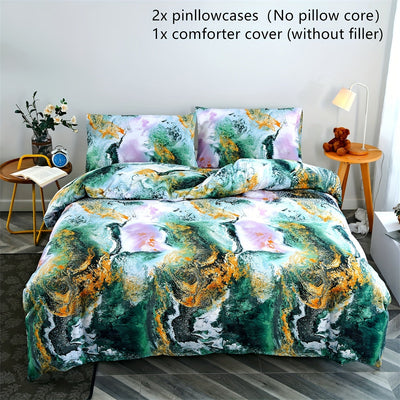 3-teiliges Marmor-Bettwäsche-Set, Weich, Atmungsaktiv, Für Schlafzimmer