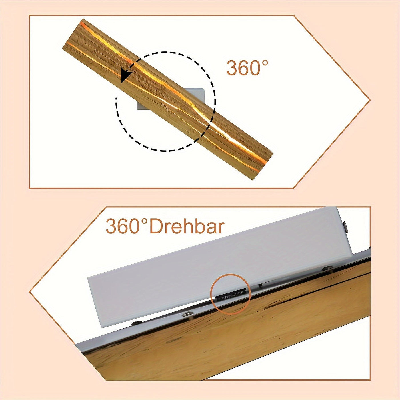 Winter LED Wandlampe, Holzfarbe, Warmweiß