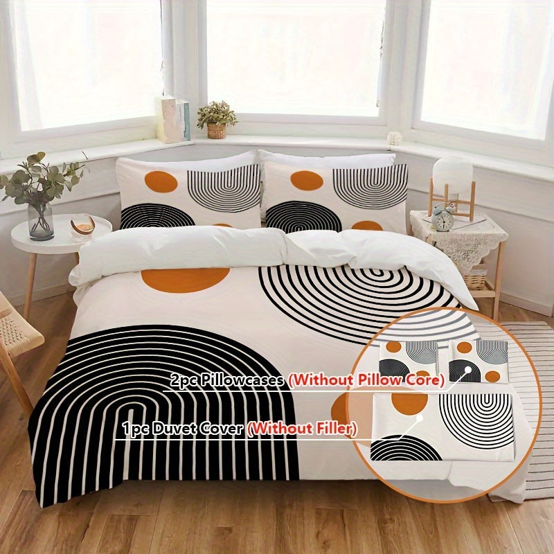 3-teiliges Bettwäsche-Set – Kreismuster, Weich & Atmungsaktiv