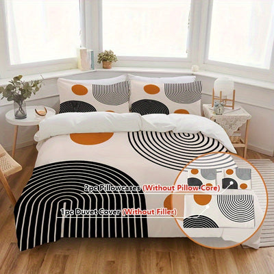 3-teiliges Bettwäsche-Set – Kreismuster, Weich & Atmungsaktiv