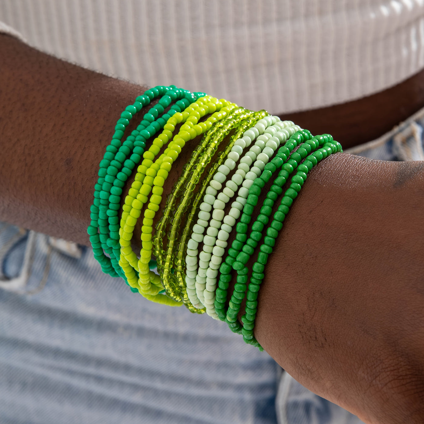 15er-Set Boho Perlenarmbänder – Bunte Reiskörner für Strand & Party