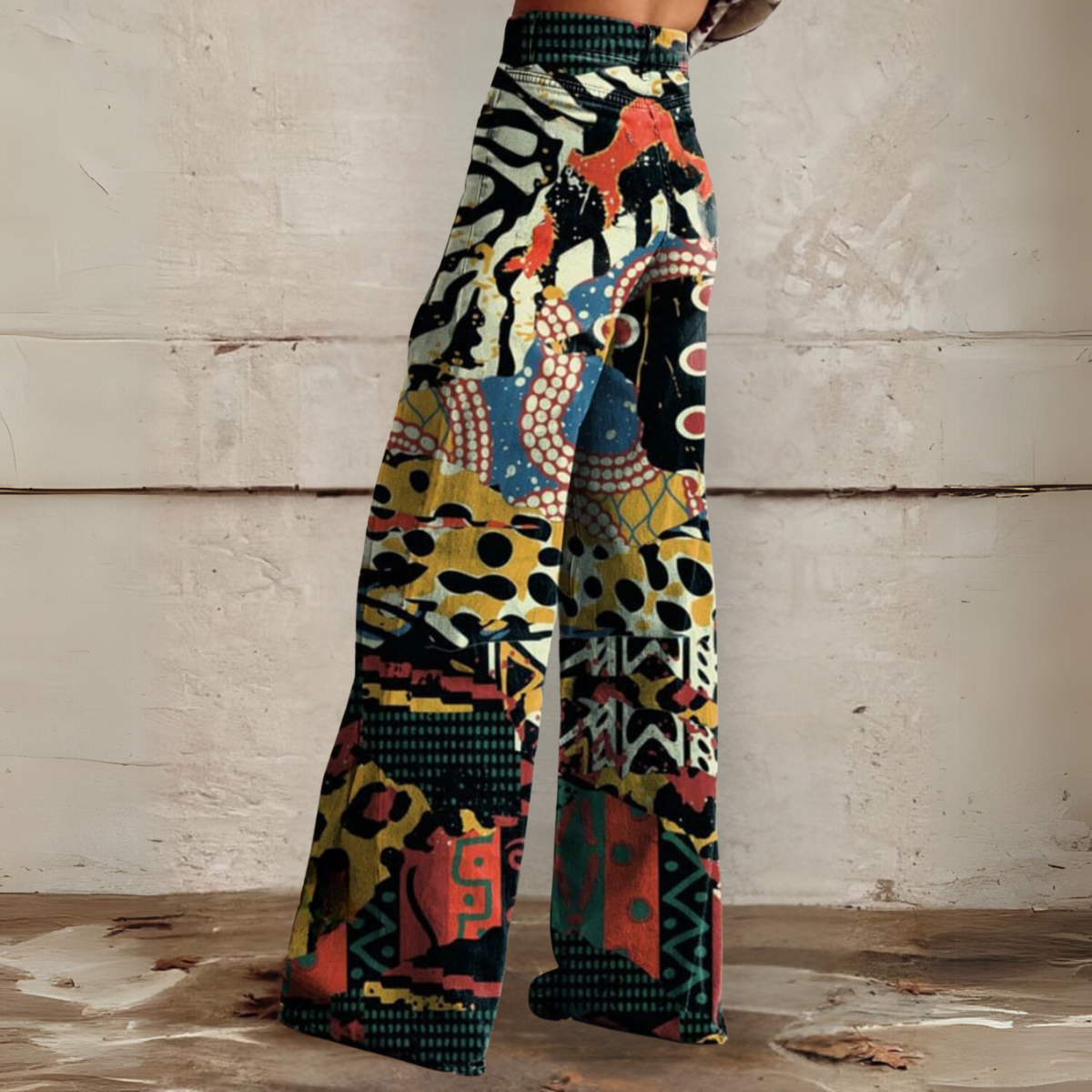Abstrakte Weitbein-Hose Für Damen