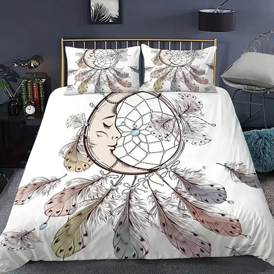 3D Traumfänger Federmuster Bettwäsche-Satz