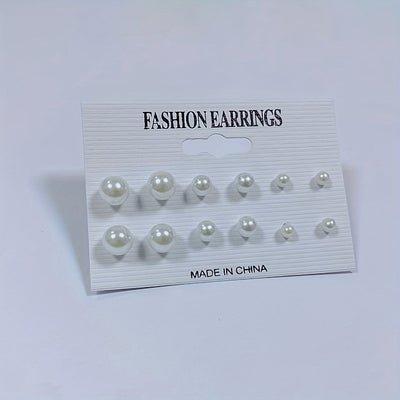 6 Paare Falsche Perlen Ohrstecker Set