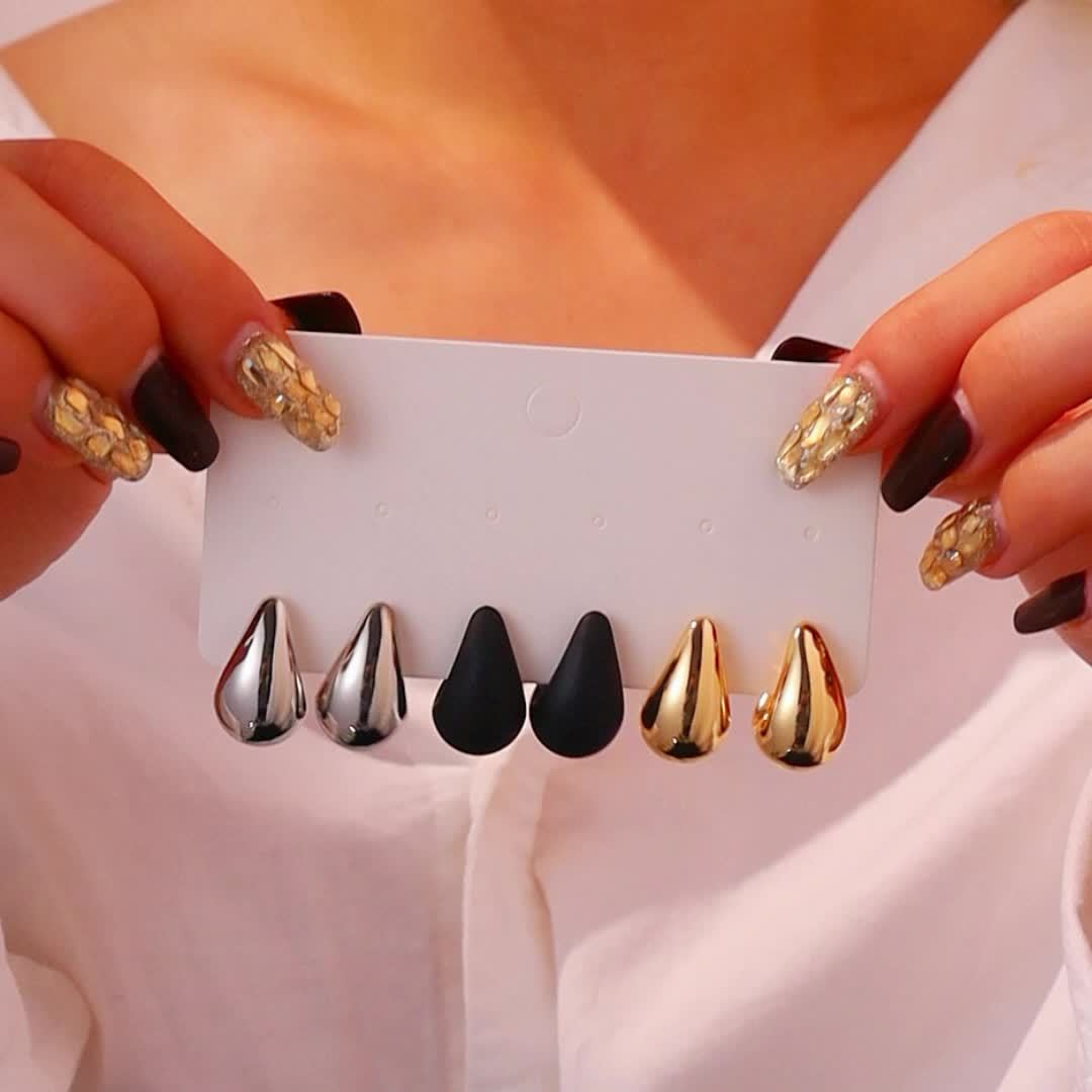 3 Paare Europäische Amerikanische Wassertropfen Ohrstecker Set