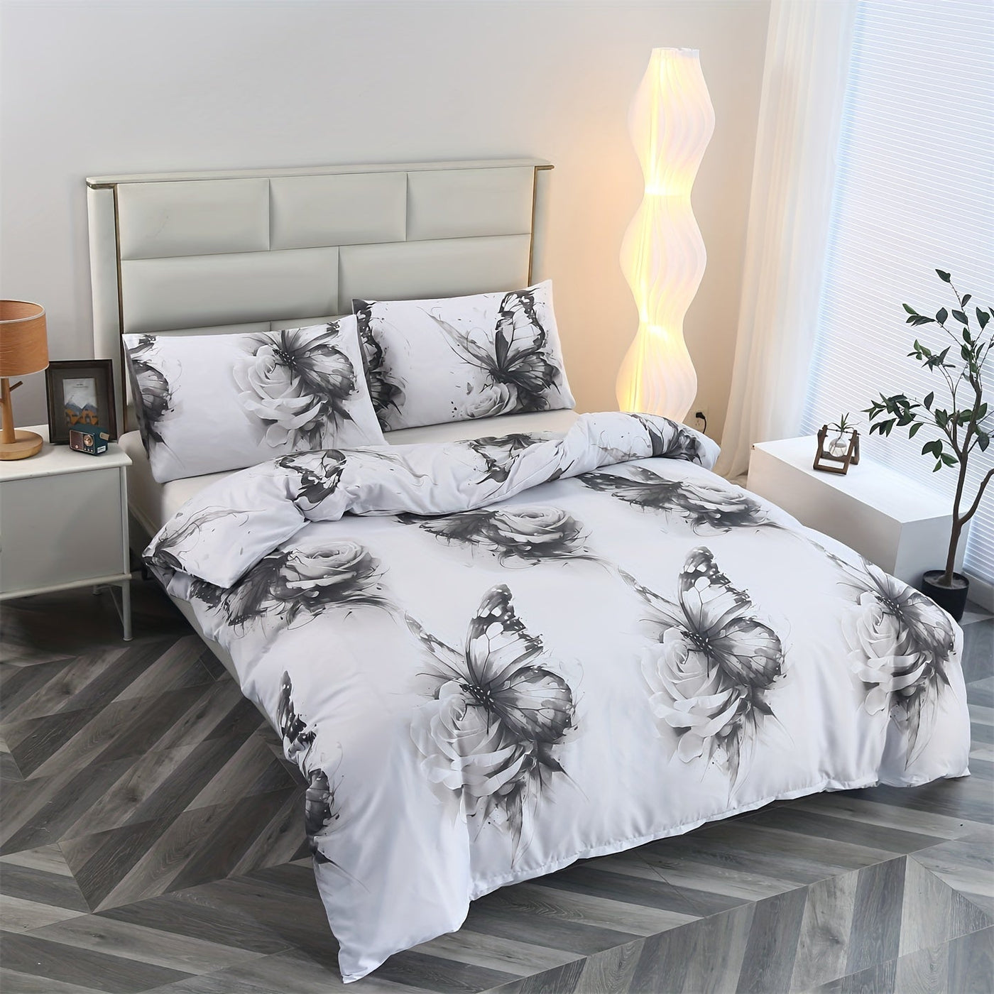 3-teiliges Bettwäsche-Set, Weich & Bequem, Schmetterlingsdruck