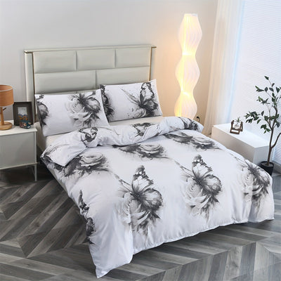 3-teiliges Bettwäsche-Set, Weich & Bequem, Schmetterlingsdruck