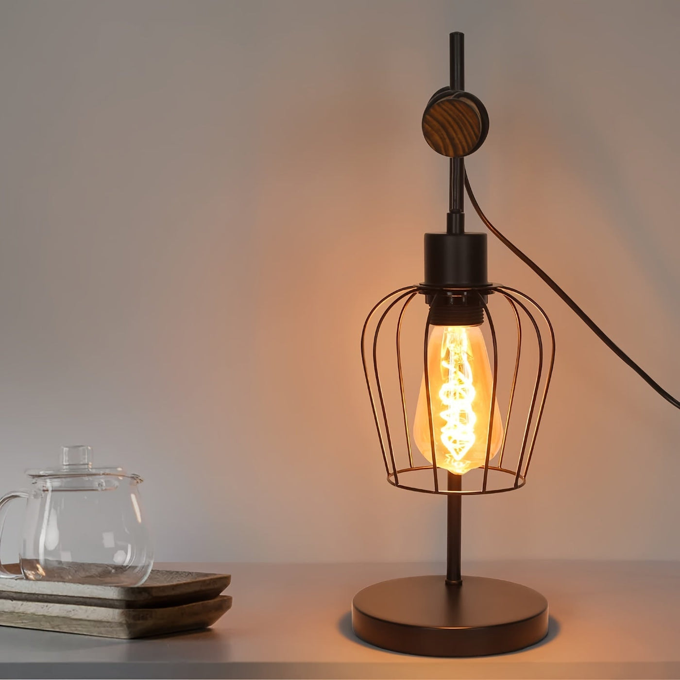 Vintage Industrielle Flammen Design Nachttischlampe