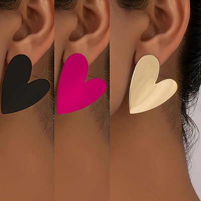 3 Paar stilvolle herzförmige Ohrringe, lässiger sexy Stil, Paar-Geschenk