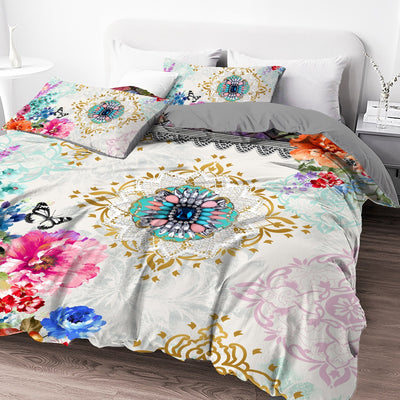 Weiches Bettwäsche-Set – 3-teilig, Blumenmuster, gemütlich