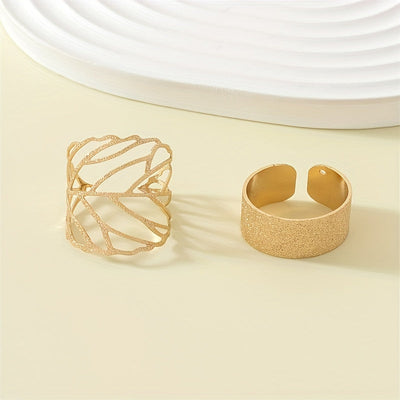 2-teiliges Set geschichtete Blattader-Ringe