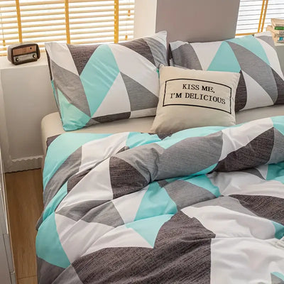 3-teiliges Bettwäsche-Set mit Farbblockdruck