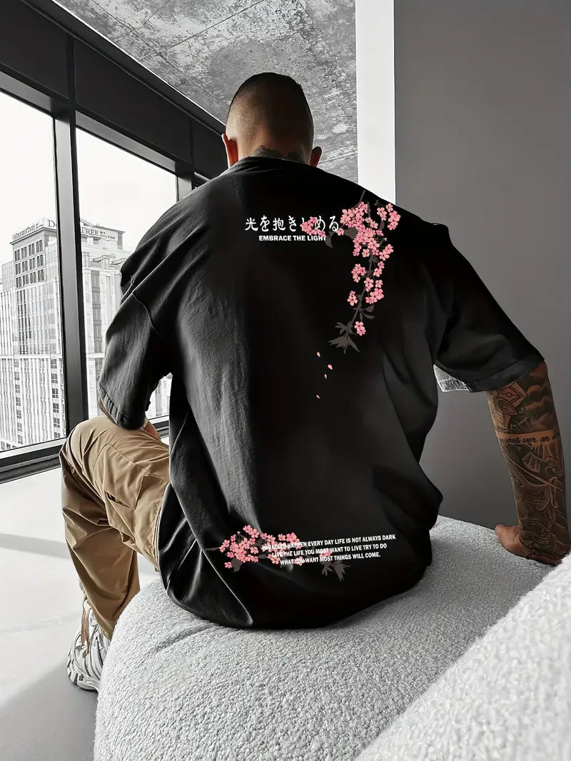 Albert - Kirschblüten-Druck Lässiges locker sitzendes T-Shirt