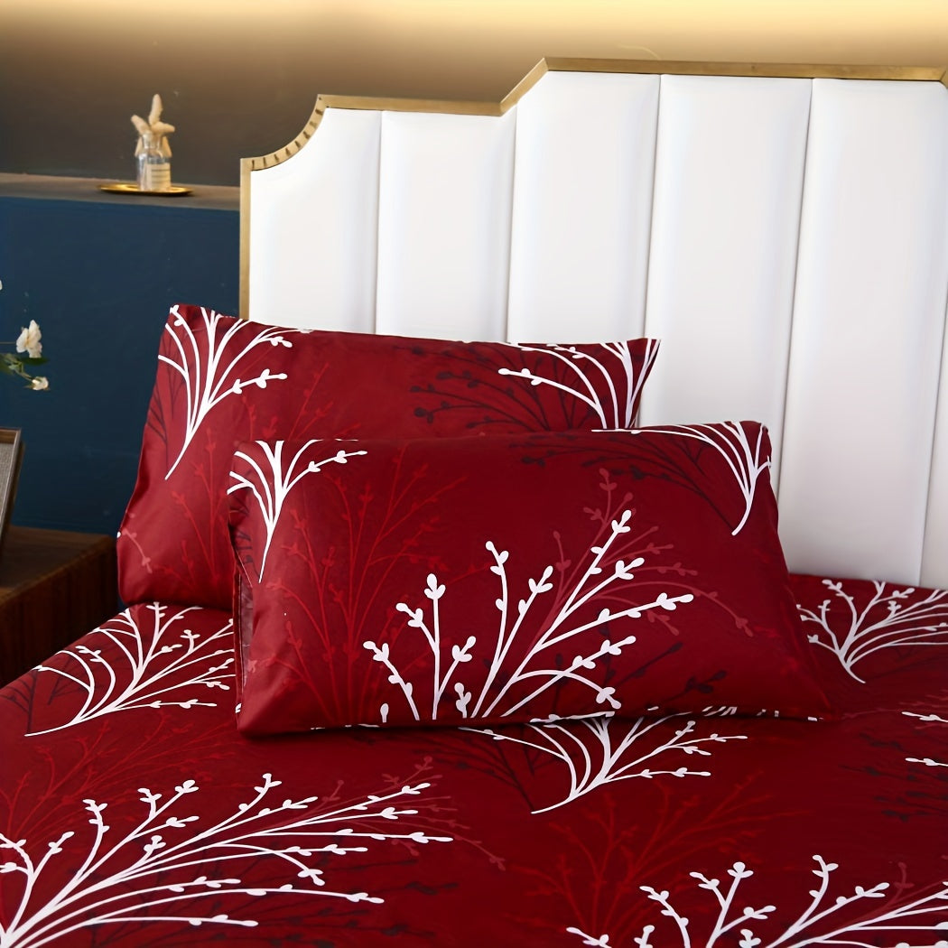 3-teiliges Bettbezug-Set – Zweig-Motiv, Weich & Atmungsaktiv