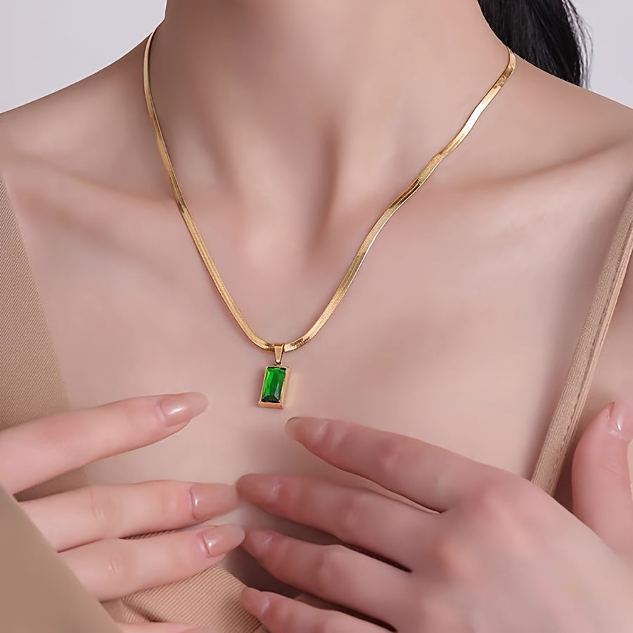 3-teiliges Vintage Boho Schmuckset mit grünen Zirkonia