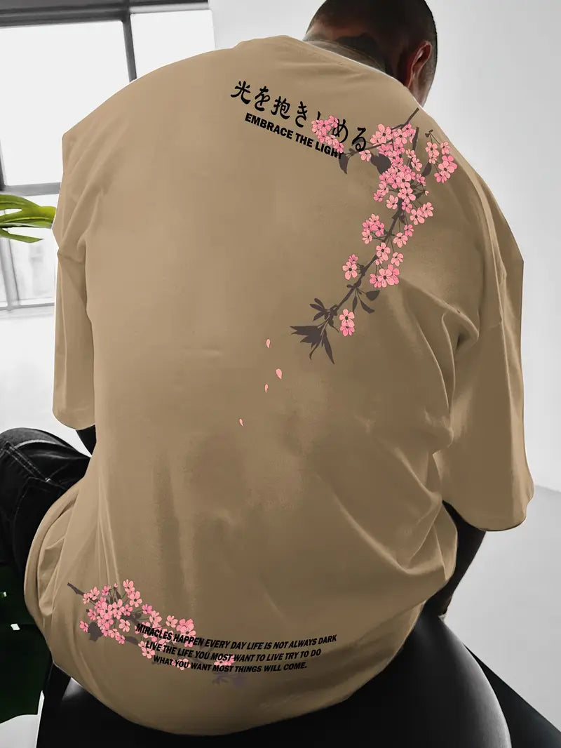 Albert - Kirschblüten-Druck Lässiges locker sitzendes T-Shirt
