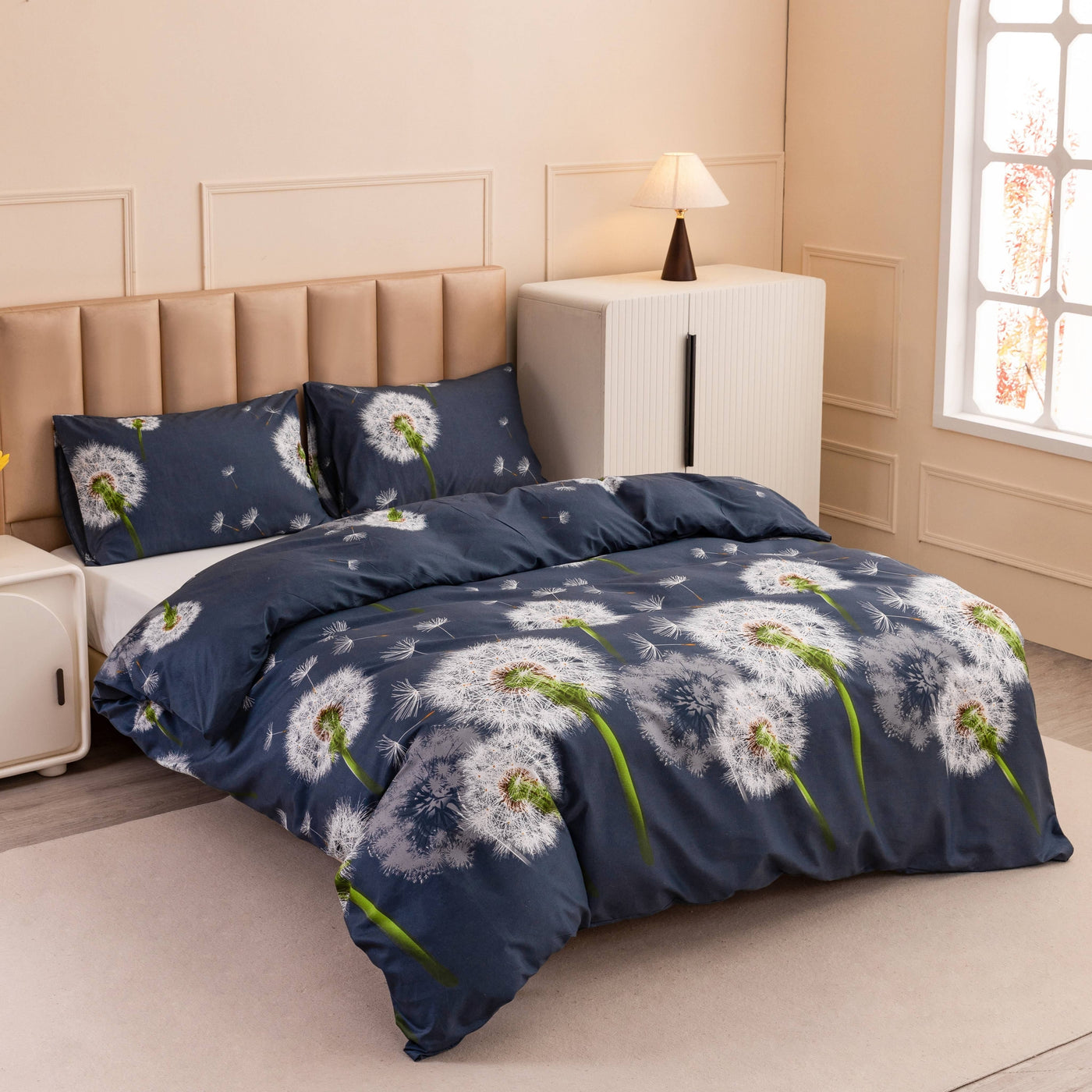 3-teiliges Blumen-Bettwäsche-Set – Atmungsaktiv, Maschinenwaschbar, Polyester