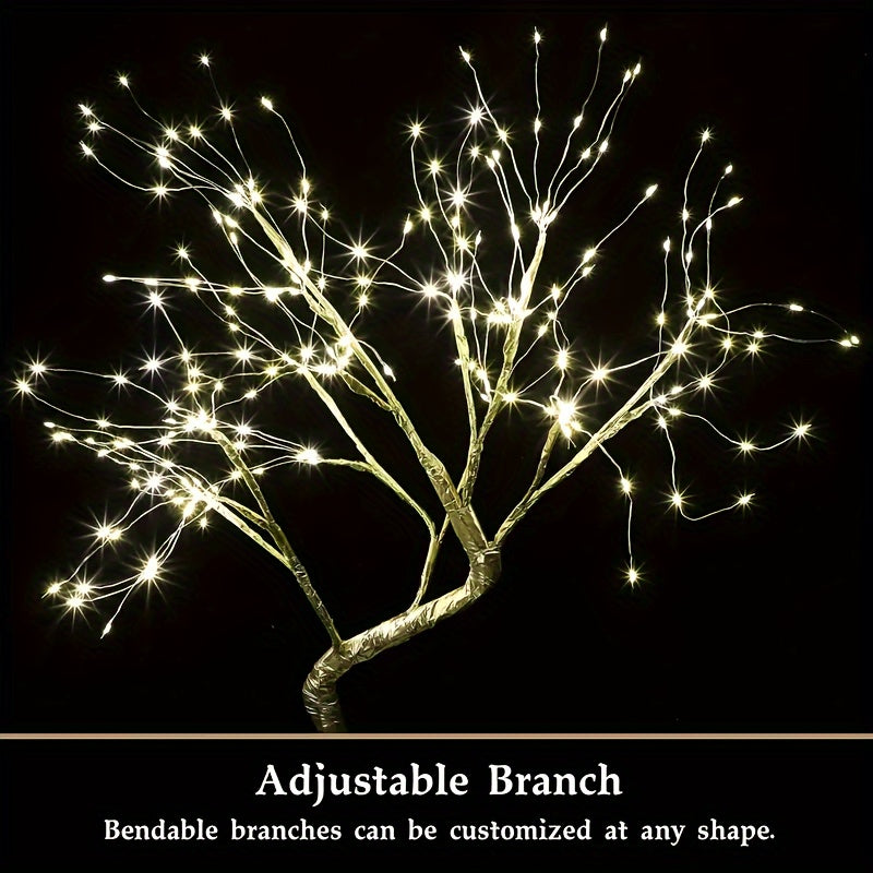 108-LED Bonsai Baum Schreibtischlampe, USB/Batteriebetrieben, Energieeffizient für Weihnachten