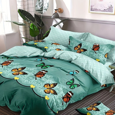3-teiliges Bettwäsche-Set mit Schmetterlingsmuster, Atmungsaktiv, Weich & Bequem