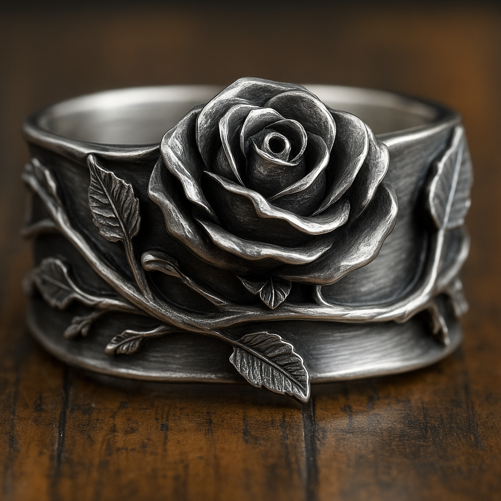 Vintage Versilberter Blumenring