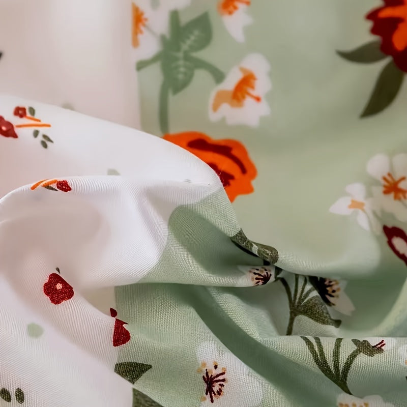 3-teiliges Bettbezug-Set mit Blumenmuster – Weiches Polyester, Reißverschluss, King-Size