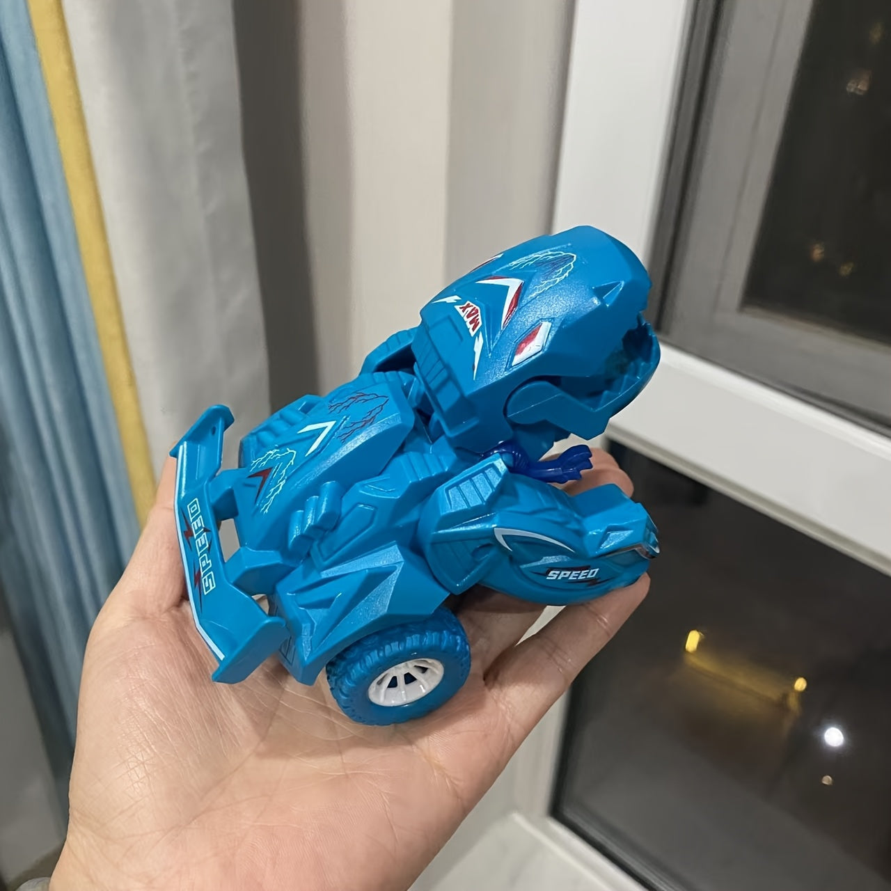 2-in-1 Dinosaurier-Auto Spielzeug – Automatisch & Manuell, Blau