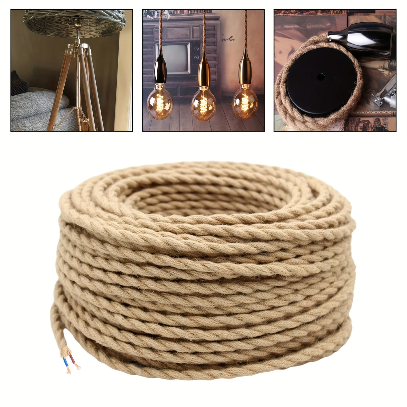 Weinlese Gedrehte Hanfseil-Schnur für Pendelleuchten